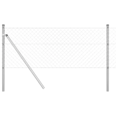 Afbeelding van vidaXL Kettinglink hek met 13 palen 0.8x25 m Gegalvaniseerd staal