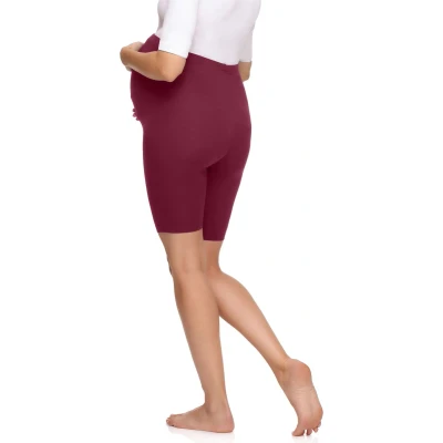 Afbeelding van Be Mammy MS MS10 299 LE Dames Zwangerschapsleggings Leggings Sport Vrijetijdsbroek Kort Katoen Sporbroek Yogabroek Wijn XXL