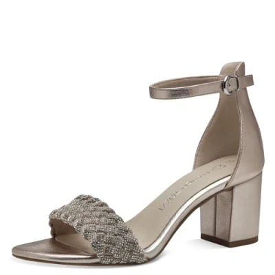 Afbeelding van Marco Tozzi Sandalen platinum, Dames, Maat: 37, Platinum Imitatieleer/ textiel