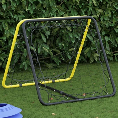 Afbeelding van Voetbalrebounder dubbelzijdig verstelbaar staal geel en zwart