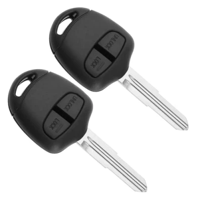 Afbeelding van eMagTech 2 stuks autosleutelhoezen met rechte groef knoppen, compatibel Mitsubishi Pajero Sport Outlander Grandis ASX MIT11