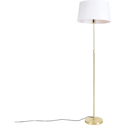 Afbeelding van QAZQA Smart vloerlamp goud met linnen kap wit 45 cm incl. Wifi A60