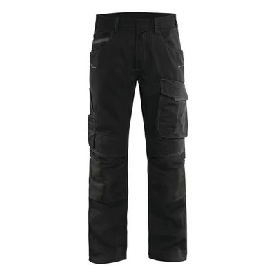 Image de Pantalon services stretch noir/gris foncé, boutons cachés