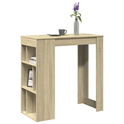 Image de vidaXL Table de bar avec étagères chêne sonoma bois d&#039;ingénierie854357