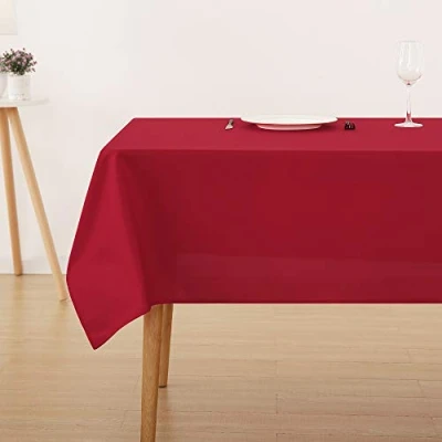 Afbeelding van Deconovo Rechthoekig tafelkleed, zacht, voor eettafel, 140 x 240 cm, Kerst rood