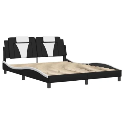 Afbeelding van vidaXL Bedframe &quot;Viana&quot; zonder matras kunstleer zwart en wit 160x200 cm