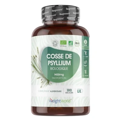 Afbeelding van WeightWorld Biologische Psyllium Husk vezel Capsules 1400 mg 180