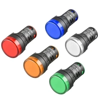 Afbeelding van Heschen 5 stuks AD16 22D/S LED indicatielampjes 22mm 220VAC 20mA Rood/Groen/Geel/Blauw/Wit