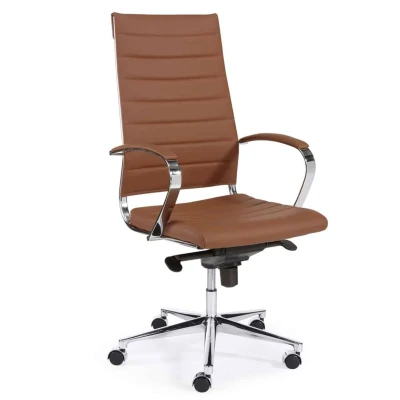 Afbeelding van Ergonomische bureaustoel design 601 hoge rug in Cognac