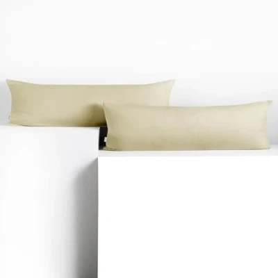 Afbeelding van DecoKing 2 kussenslopen 40 x 145 cm jersey katoen ritssluiting beige amber