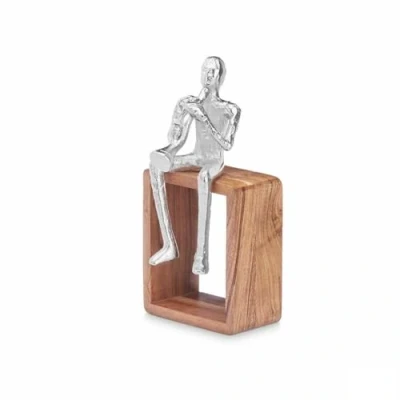 Afbeelding van Decoratieve figuren Saxofoon Zilverkleurig Hout Metaal 13 x 27 cm