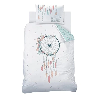 Afbeelding van Matt&amp;Rose Babybeddengoed, 100 x 135 cm, bohemien patroon, bloemen, veren, kussensloop 40 60 dekbedovertrek 100% katoen