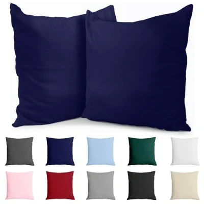 Afbeelding van Dreamzie kussensloop 40 x cm (2 stuks) 100% jersey katoen 150 g/m² donkerblauw robuust en hypoallergeen voor hoofdkussens