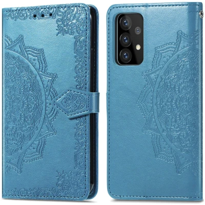 Afbeelding van iMoshion Hoesje Geschikt voor Samsung Galaxy A52 (4G) / A52s (5G) Met Pasjeshouder Mandala Bookcase Turquoise
