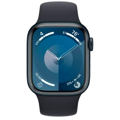 Afbeelding van Apple Watch Series 9 4G 41mm Zwart (Zwarte Siliconenband S/M)