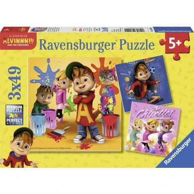 Afbeelding van Ravensburger puzzel Alvin &amp; the Chipmunks Drie puzzels 49 stukjes kinderpuzzel
