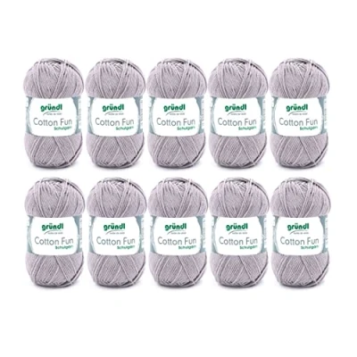 Afbeelding van Gründl Cotton Fun wol, katoen, lichtgrijs, 27 x 11 7 cm, pak van 10 stuks