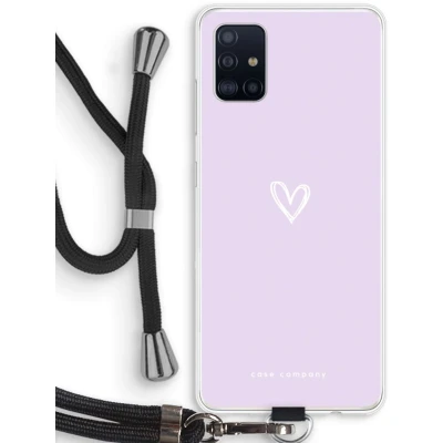 Afbeelding van Case Company® hoesje met Koord geschikt voor Samsung Galaxy A51 4G Klein hartje paars Telefoonhoesje Zwart Bescherming aan alle Kanten en Over de Schermrand