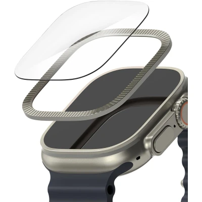 Afbeelding van Ringke Bezel Styling + Screenprotector voor de Apple Watch Ultra (2) 49 mm Fluted Titanium