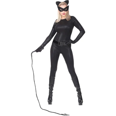 Afbeelding van Widmann Batgirl &amp; Batwoman Catwoman Kostuum Super Strak Kattenpak Vrouw Zwart Small Carnavalskleding Verkleedkleding