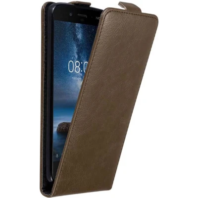 Afbeelding van Cadorabo Hoesje geschikt voor Nokia 8 2017 in KOFFIE BRUIN Beschermhoes flip design Case Cover met magnetische sluiting