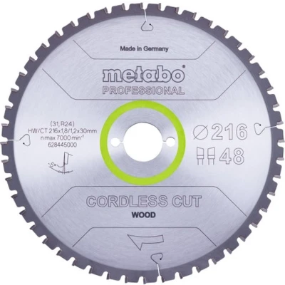 Afbeelding van Metabo CORDLESS CUT WOOD 628444000 Cirkelzaagblad 216 x 30 1.2 mm Aantal tanden: 28 1 stuk(s)