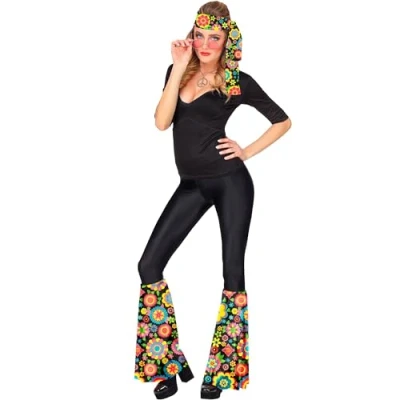 Afbeelding van Widmann Hippie set jaren 60/70, hoofdband en beenwarmers, hippie, reggae, Flower Power