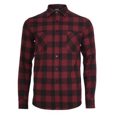 Afbeelding van Urban Classics Checked Overhemd, Heren, Maat: 3XL, Black/burgundy