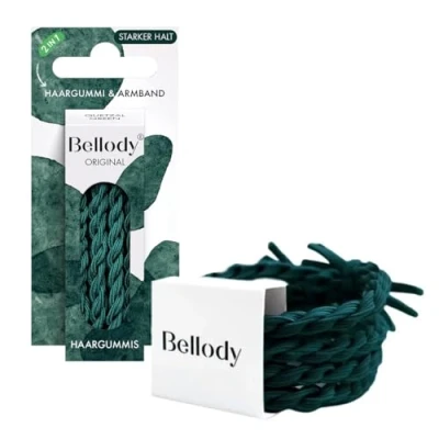 Afbeelding van Bellody® Original Haarelastiekjes, stijlvol gevlochten haarelastiekjes met sterke grip, verpakking 4 stuks, groen (Quetzal Green)