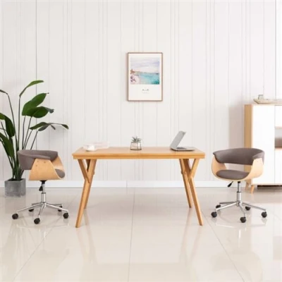 Image de vidaXL Chaises pivotantes à manger lot de 2 taupe tissu3054887