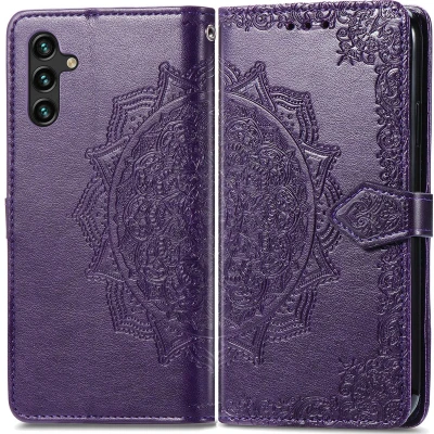 Afbeelding van iMoshion Hoesje Geschikt voor Samsung Galaxy A13 (5G) / A04s Met Pasjeshouder Mandala Bookcase Paars