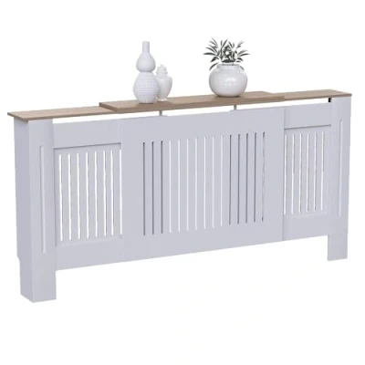 Afbeelding van Vida Designs Arlington Radiatorbekleding (wit, verstelbaar) voor entree, woonkamer, huis