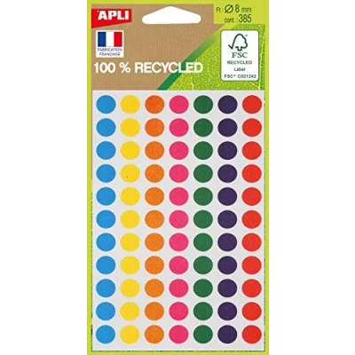 Afbeelding van APLI 101781, zak met 385 verschillende kleurschijven, 100% gerecycled, Ø 8 mm