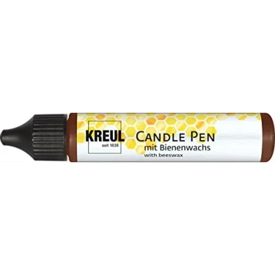 Afbeelding van Kreul PicTixx 49711 Kaarsenstift 29 ml in bruin, kleur op vloeibare wasbasis, voor het schrijven, decoreren en schilderen van kaarsen, met fijne punt