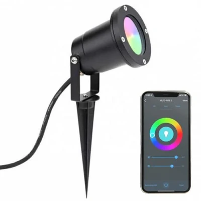 Afbeelding van Ledvion SMART Wifi LED Prikspots, Zwart, IP65, 5W, RGBWW, 1 Meter Kabel, Spotlight, Buiten Tuinspot