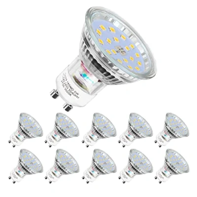 Afbeelding van Ledlamp GU10, 5 W komt overeen met 60 W, 600 lumen, koud wit 6000 K, 120 graden brede stralingshoek, led spot, 10 stuks