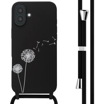 Afbeelding van imoshion hoesje Geschikt voor iPhone 16 Plus met koord Siliconen design Meerkleurig / Dandelion Black