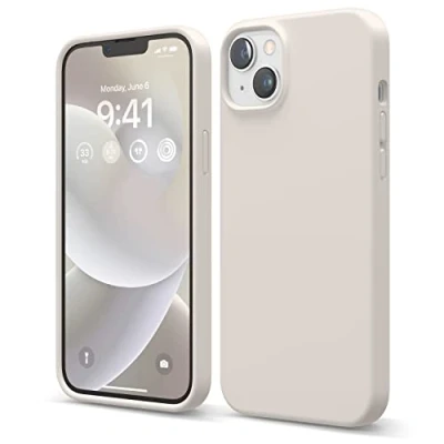 Afbeelding van elago Beschermhoes van vloeibare siliconen compatibel met iPhone 14 Plus (6,7 inch), beschermhoes, volledige bescherming, schokbestendig, 4 structuren, zachte microvezel voorkomt krassen