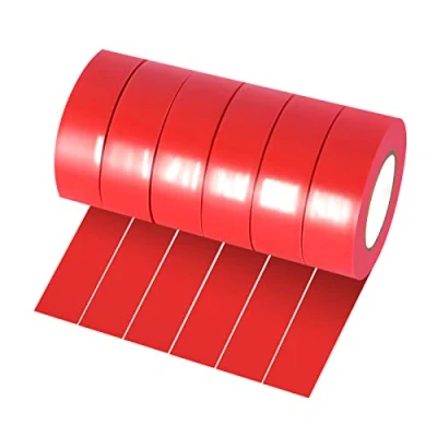 Afbeelding van Xrkuu 6 rollen elektrisch plakband rood 18 mm x 10 m PVC waterdicht en sterk voor draadprojecten, isolatie reparatie van gebroken draden