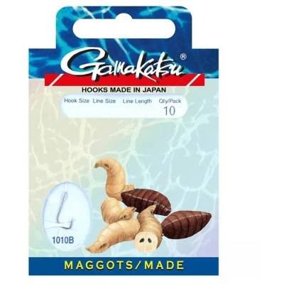 Afbeelding van Gamakatsu Booklet Maggots 1010b #10 0.14mm 60cm Vishaak