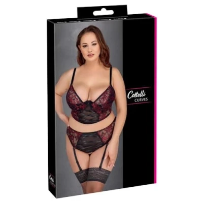 Afbeelding van Curvy Lingerie Set met Rode Motieven