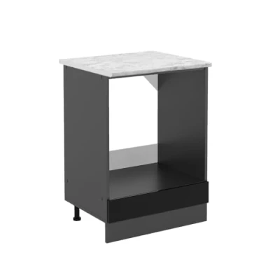 Afbeelding van Vicco Ovenombouwkast R Line, Zwart hoogglans/Antraciet, 60 cm WB Marmer