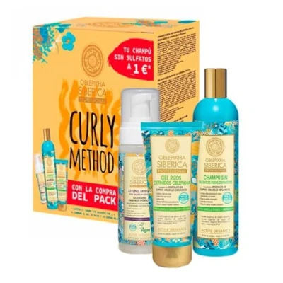 Afbeelding van CURLY OBLEPIKHA: CHAMPÚ SIN SULFATOS 400 ml + rijstgel 200 ESPUMA MOLDEADORA 170