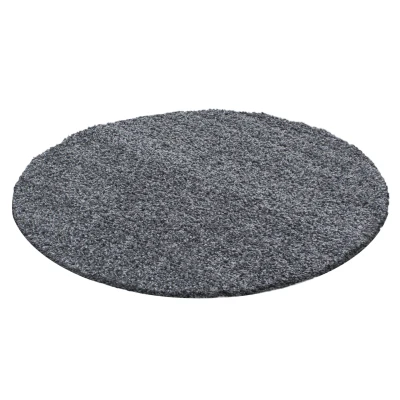 Afbeelding van Basic Shaggy vloerkleed Grijs Hoogpolig 160 cm rond