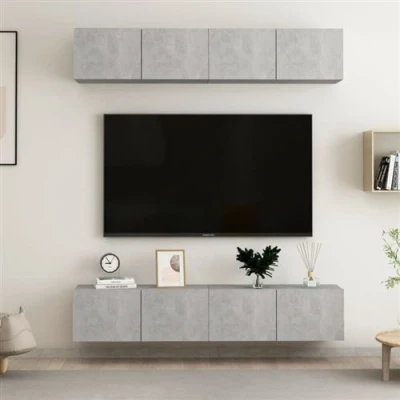 Afbeelding van vidaXL Tv meubelen 4 st 80x30x30 cm bewerkt hout betongrijs