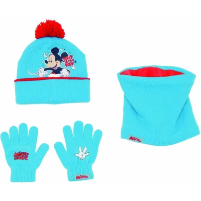 Afbeelding van Muts, Handschoenen en Nekwarmer Mickey Mouse Happy smiles Blauw Rood