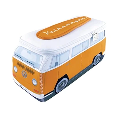 Afbeelding van BRISA VW Collection Volkswagen T2 1:22 Universele neopreen toilettas voor make up, cosmetica, apotheek busvorm (oranje en wit/L)