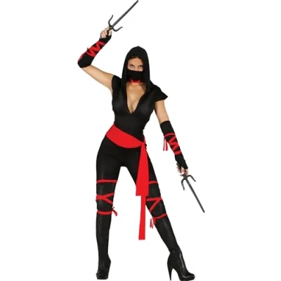 Image de Costume ninja femme rouge et noir m