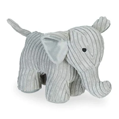 Afbeelding van Relaxdays deurstopper olifant stof voor vloer gevuld met zand binnen, dieren H 22 cm zacht zwaar grijs