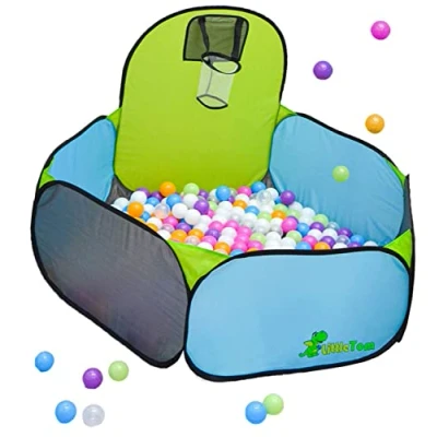 Afbeelding van Kids Ballenbad met Basketbalkorf 300 Kleurrijke Ballenbadballen 120x100cm Speelgoed Ballenbad...